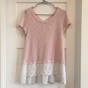 Cute Soft Pink Top with Lace Detail